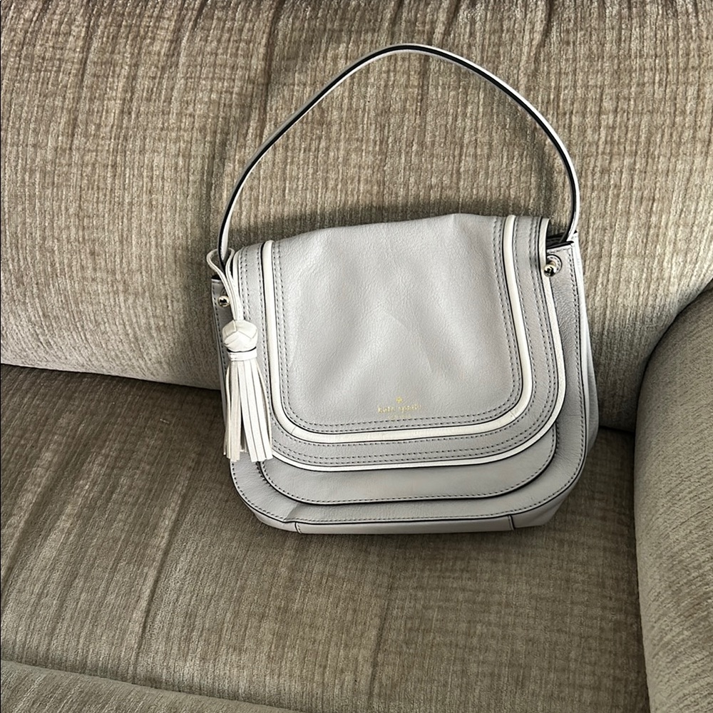 Kate Spade Gray Textured Shoulder Bag with shoulder handle